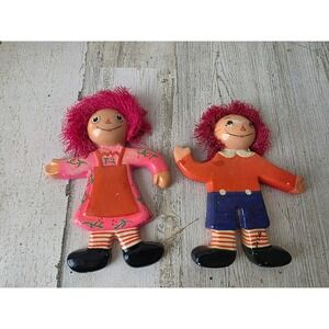 Vintage de sela raggedy Ann Andy ornament AS IS‎ paper mache Xmas tree plastic